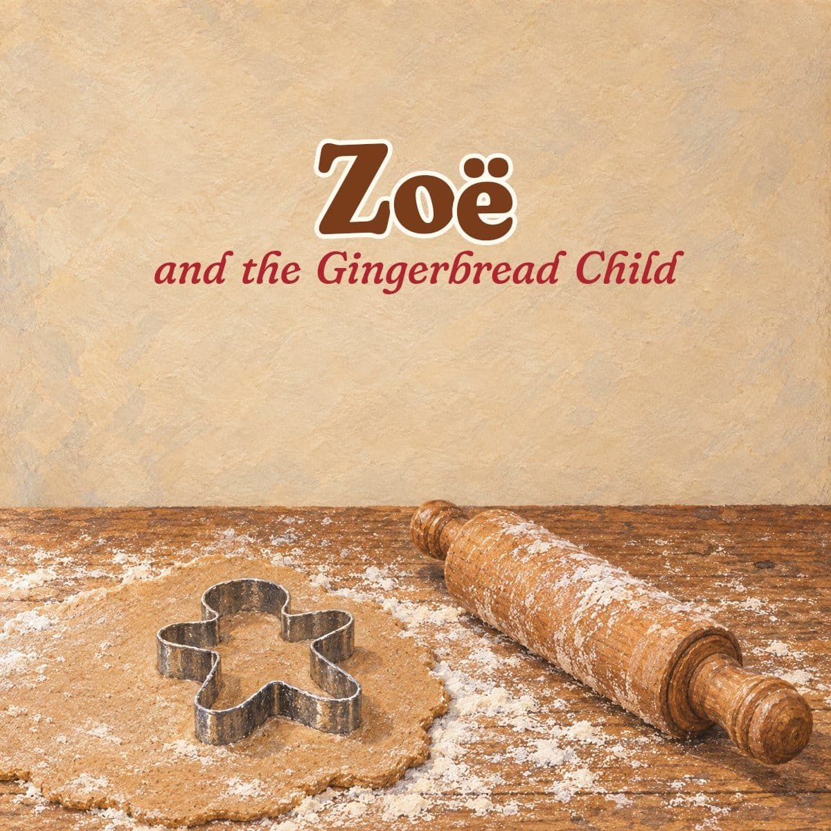 Title page: a gingerbread cookie cutter and a rolling pin on a floured table