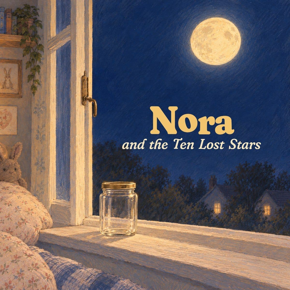 Title page: an empty jam jar on a moonlit windowsill