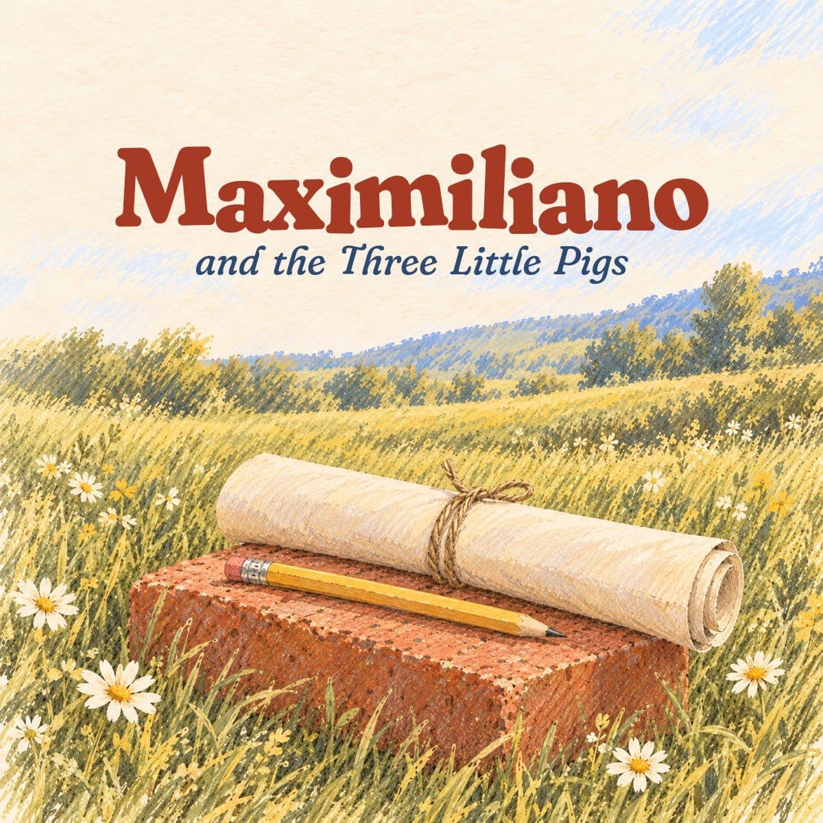 Title page: a rolled plan and a pencil on a single brick